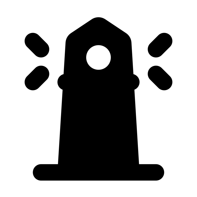 A black outline of a lighthouse.