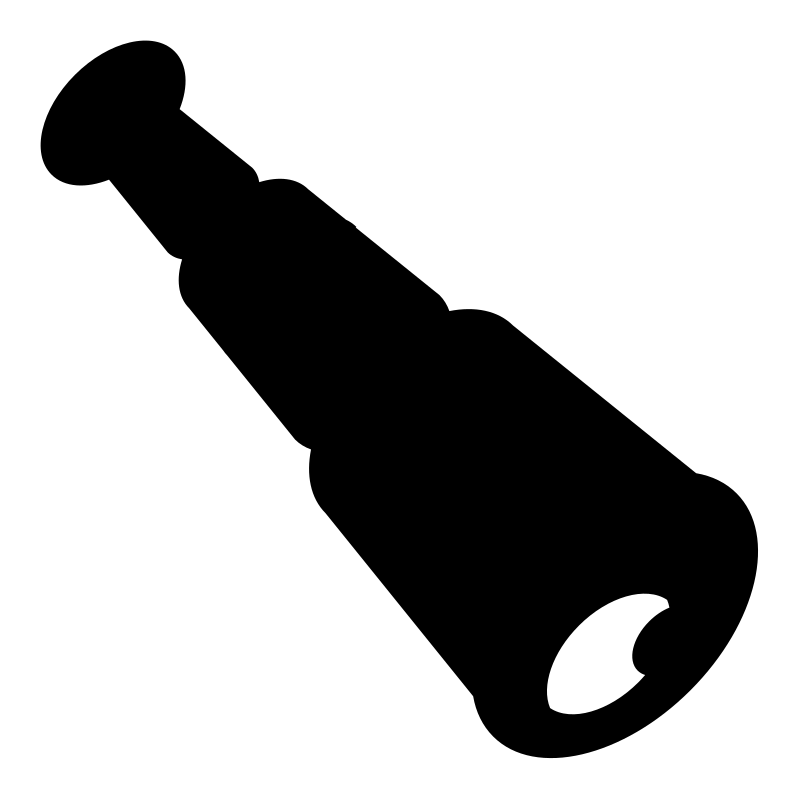 A black outline of a telescope.